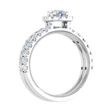 1.50 Carat Cushion Cut Prong Set Diamond Bridal Ring Set in Gold - IGI Certified