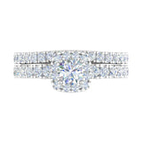1.50 Carat Cushion Cut Prong Set Diamond Bridal Ring Set in Gold - IGI Certified