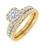 1.50 Carat Cushion Cut Prong Set Diamond Bridal Ring Set in Gold - IGI Certified