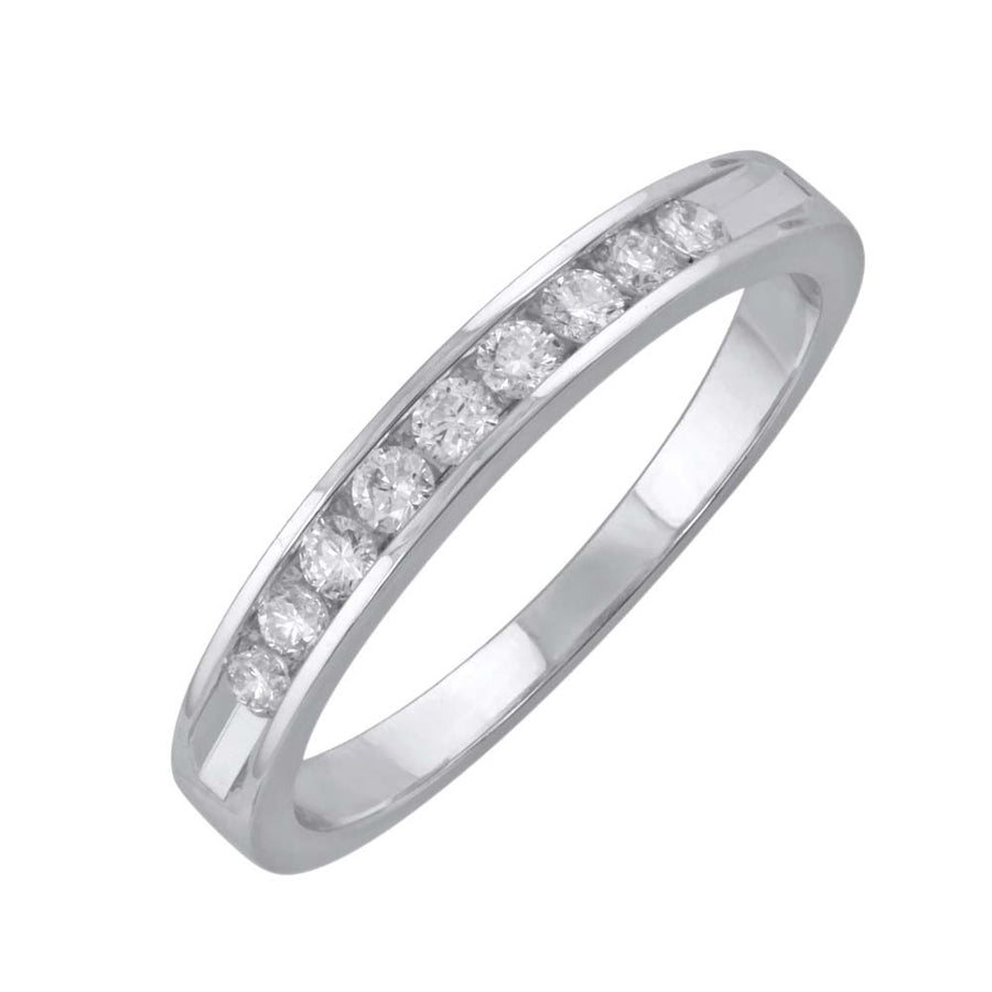 1/10 Carat Channel Set Round Diamond Wedding Band Ring in Gold