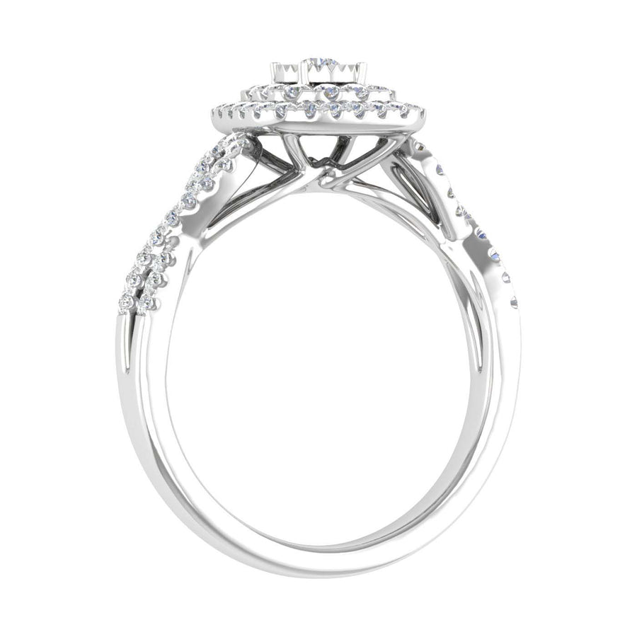 1/2 Carat Cushion cut Halo Diamond Engagement Ring in Gold