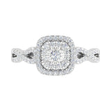 1/2 Carat Cushion cut Halo Diamond Engagement Ring in Gold - IGI Certified