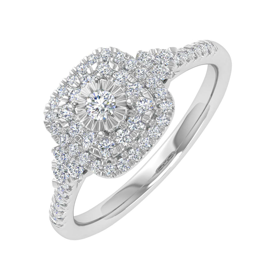 1/3 Carat Cushion cut Halo Diamond Engagement Ring in Gold