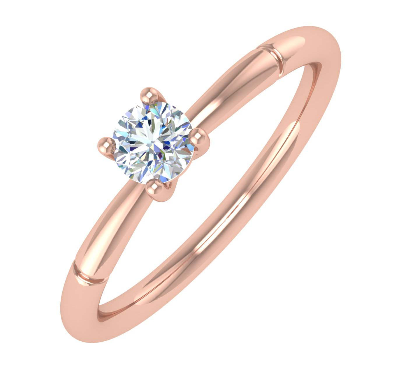 1/4 Carat 4-Prong Set Diamond Solitaire Engagement Ring Band in Gold