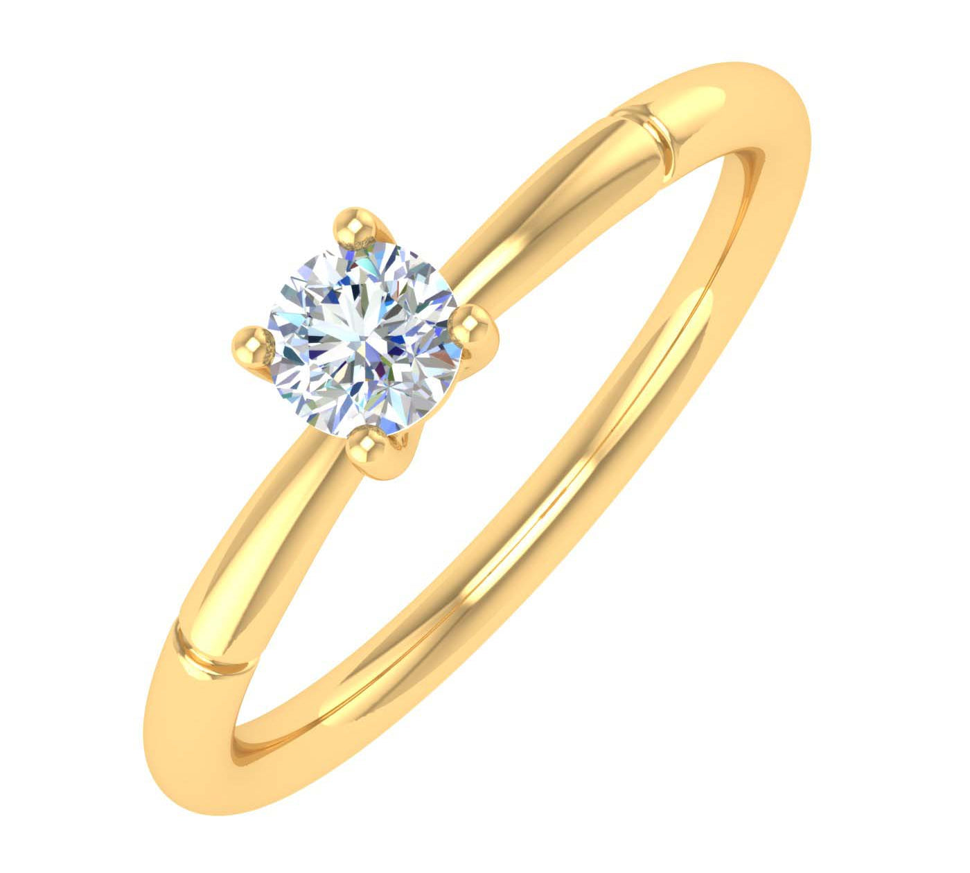 1/4 Carat 4-Prong Set Diamond Solitaire Engagement Ring Band in Gold