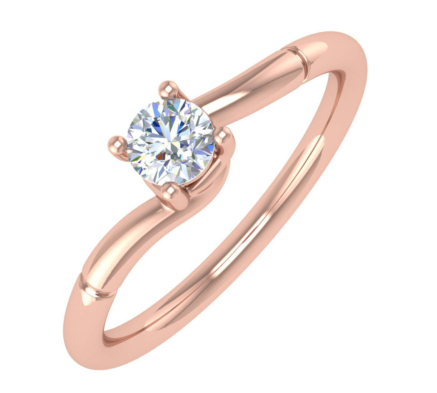 1/4 Carat 4-Prong Set Diamond Solitaire Engagement Ring Band in Gold