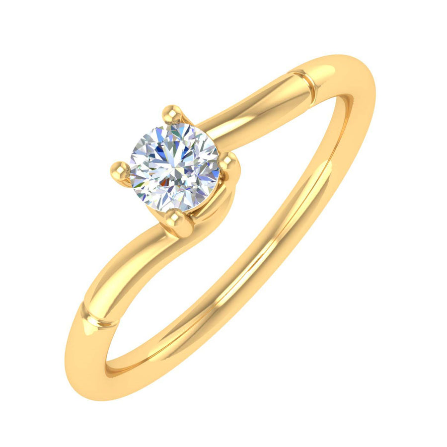 1/4 Carat 4-Prong Set Diamond Solitaire Engagement Ring Band in Gold - IGI Certified