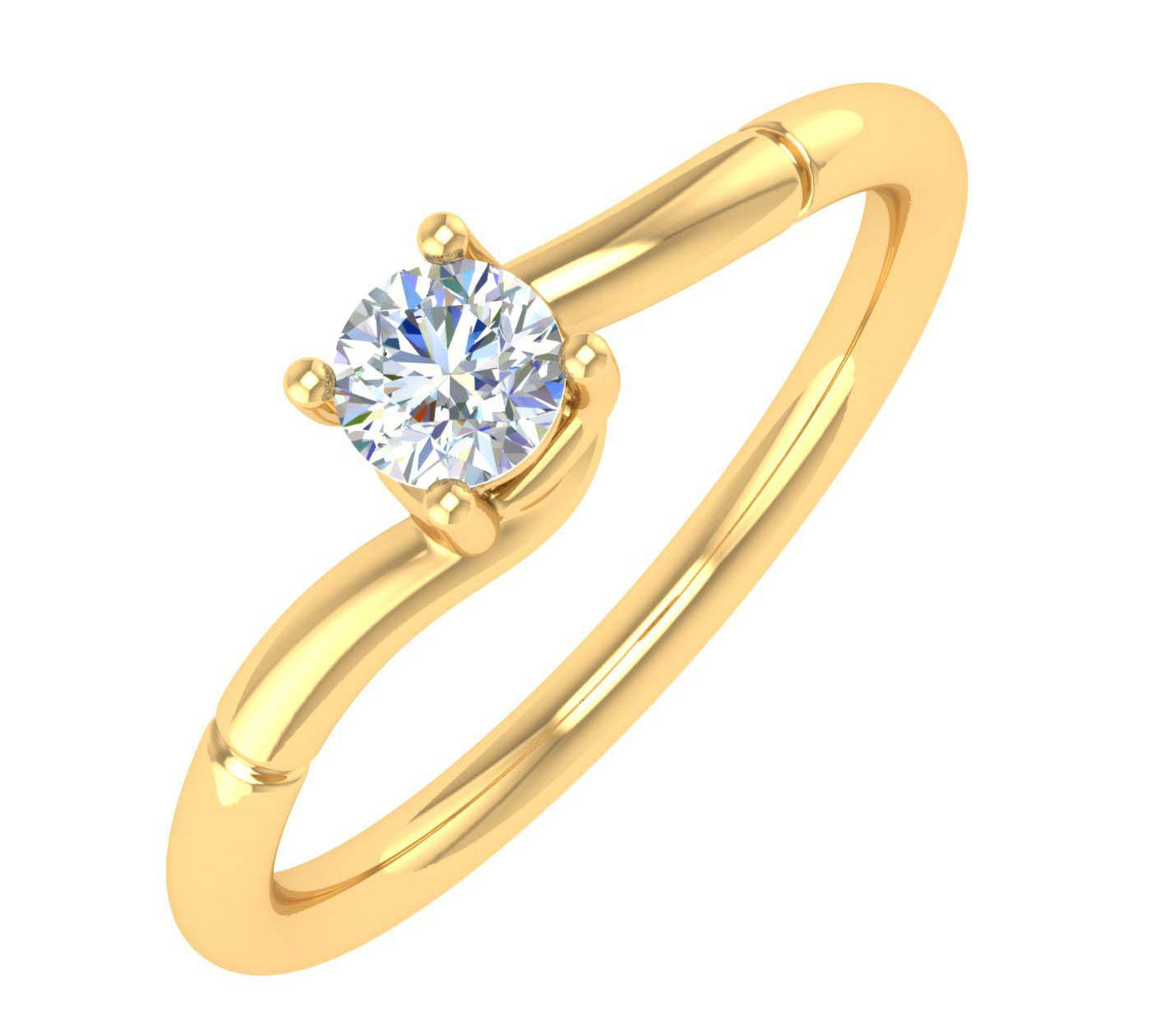 1/4 Carat 4-Prong Set Diamond Solitaire Engagement Ring Band in Gold