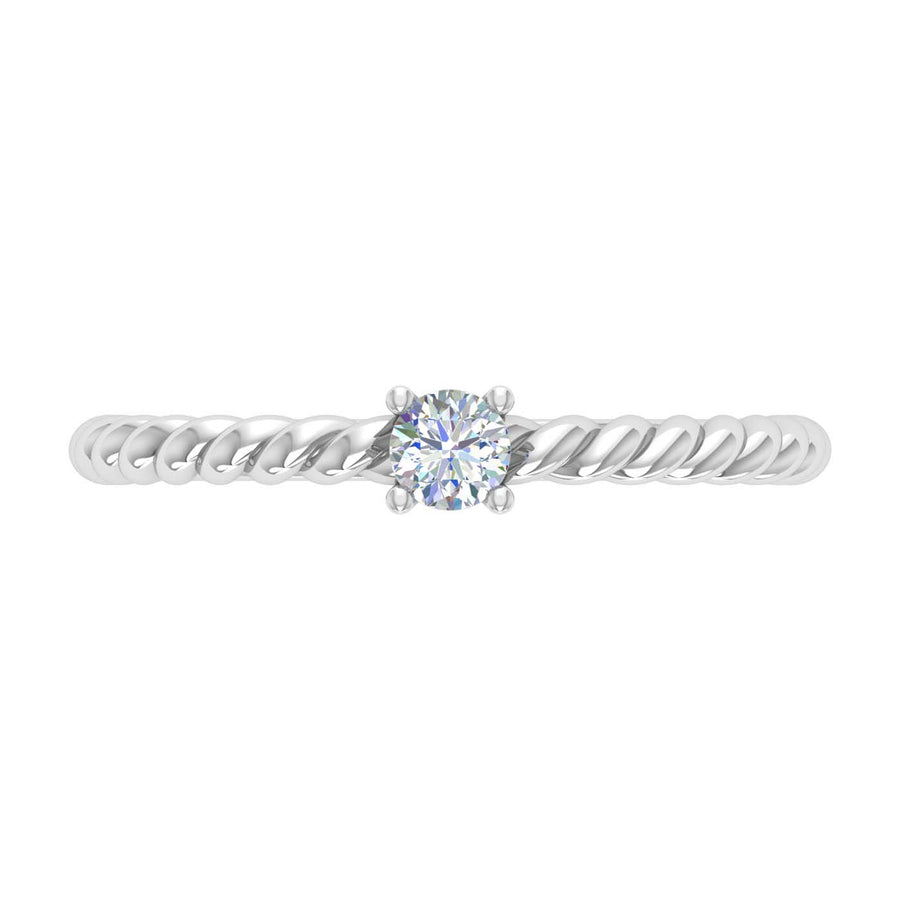 0.15 Carat Solitaire Diamond Twisted Rope Engagement Ring in Gold - IGI Certified