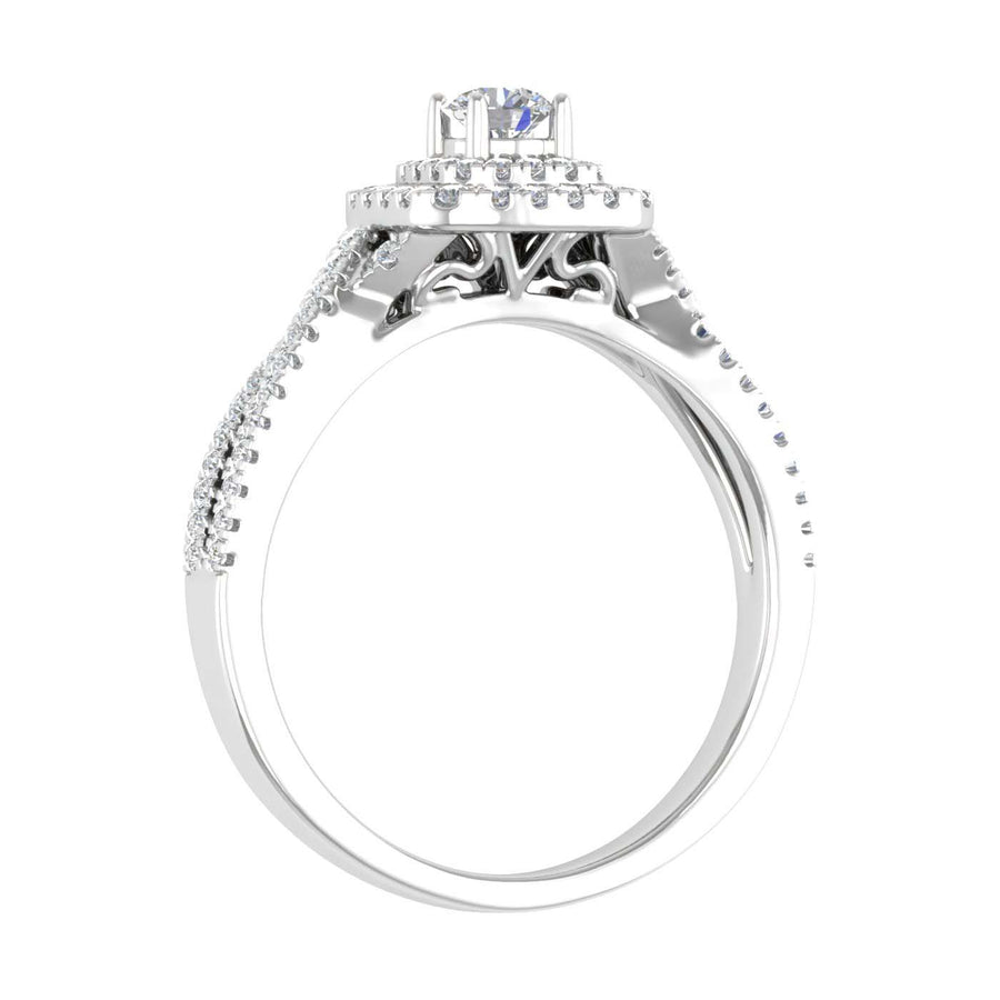 1/2 Carat Cushion cut Halo Diamond Engagement Ring in Gold - IGI Certified