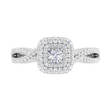 1/2 Carat Cushion cut Halo Diamond Engagement Ring in Gold - IGI Certified