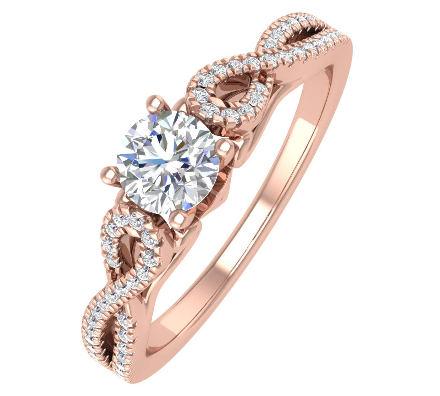 0.68 Carat Prong Set Diamond Twisted Engagement Ring in Gold - IGI Certified