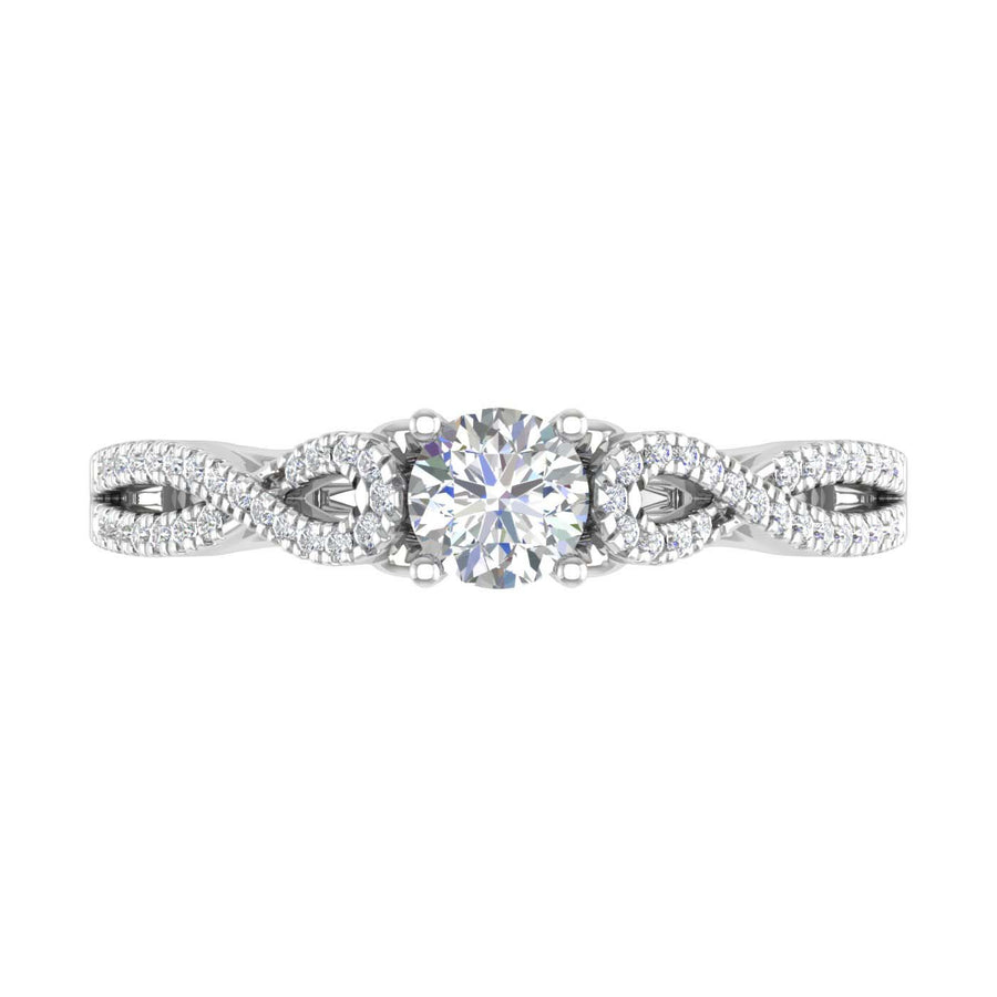 0.68 Carat Prong Set Diamond Twisted Engagement Ring in Gold - IGI Certified