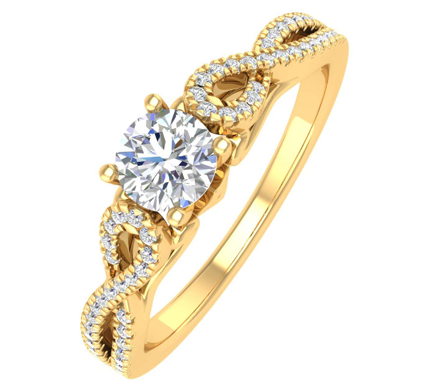 0.68 Carat Prong Set Diamond Twisted Engagement Ring in Gold