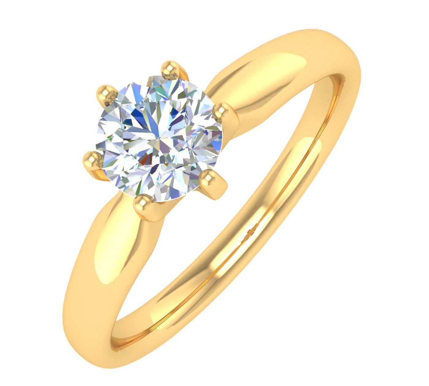 1/2 Carat 6-Prong Set Diamond Solitaire Engagement Ring in Gold - IGI Certified