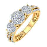 3/4 Carat 3-Stone Diamond Engagement Ring in Gold - IGI Certified