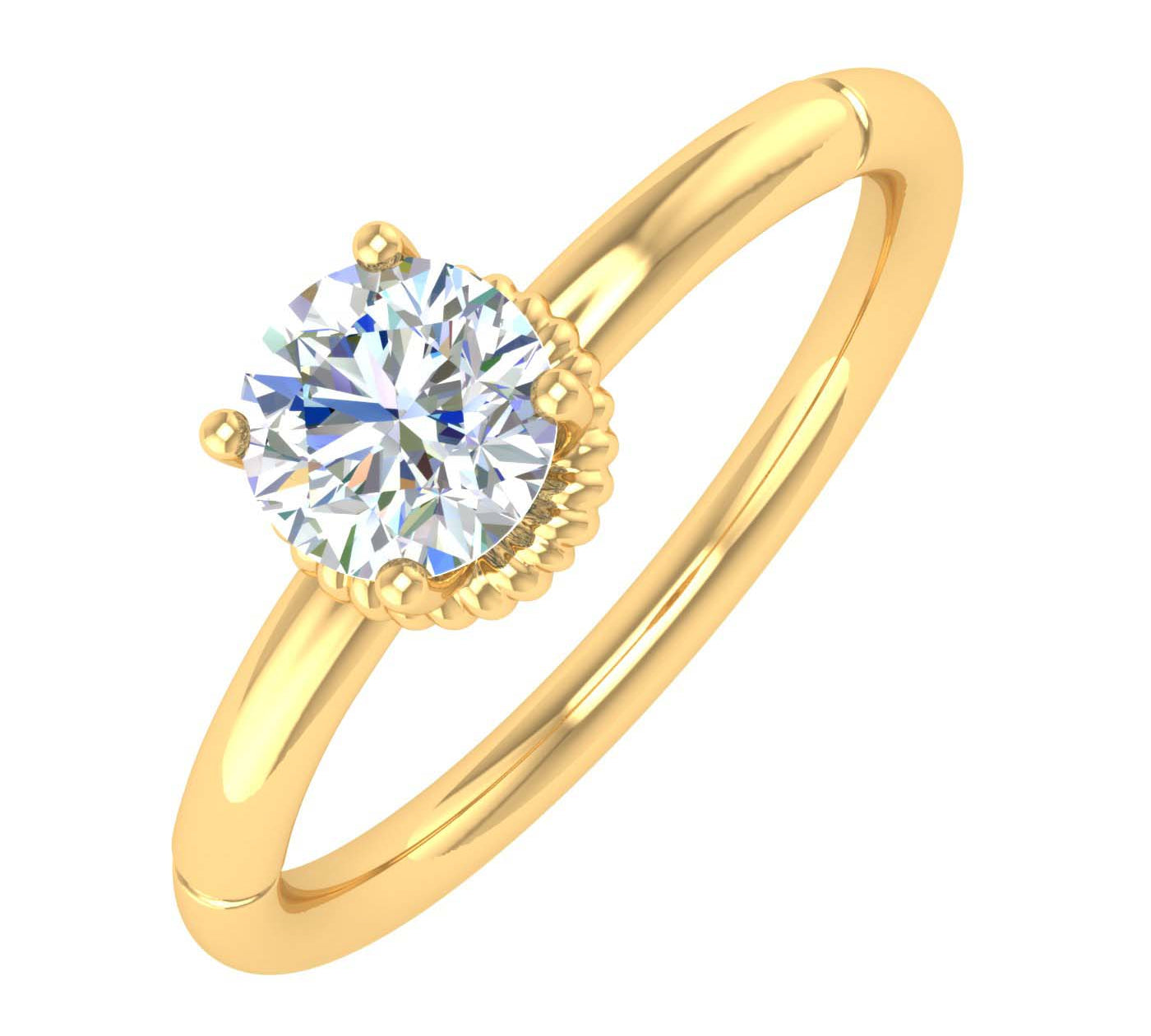1/2 Carat 4-Prong Set Diamond Solitaire Engagement Ring in Gold