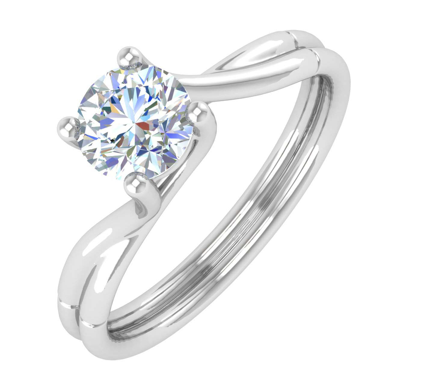 1/2 Carat 4-Prong Set Diamond Solitaire Engagement Ring in White Gold - IGI Certified