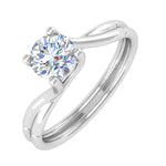 1/2 Carat 4-Prong Set Diamond Solitaire Engagement Ring in White Gold - IGI Certified