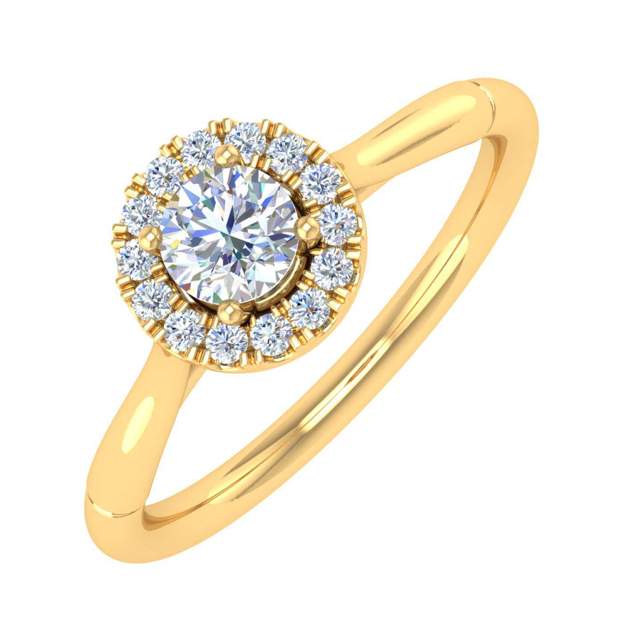1/3 Carat Round Diamond Halo Ring in Gold
