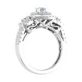 1 Carat Round Diamond Cushion Shaped Halo Ring in Gold