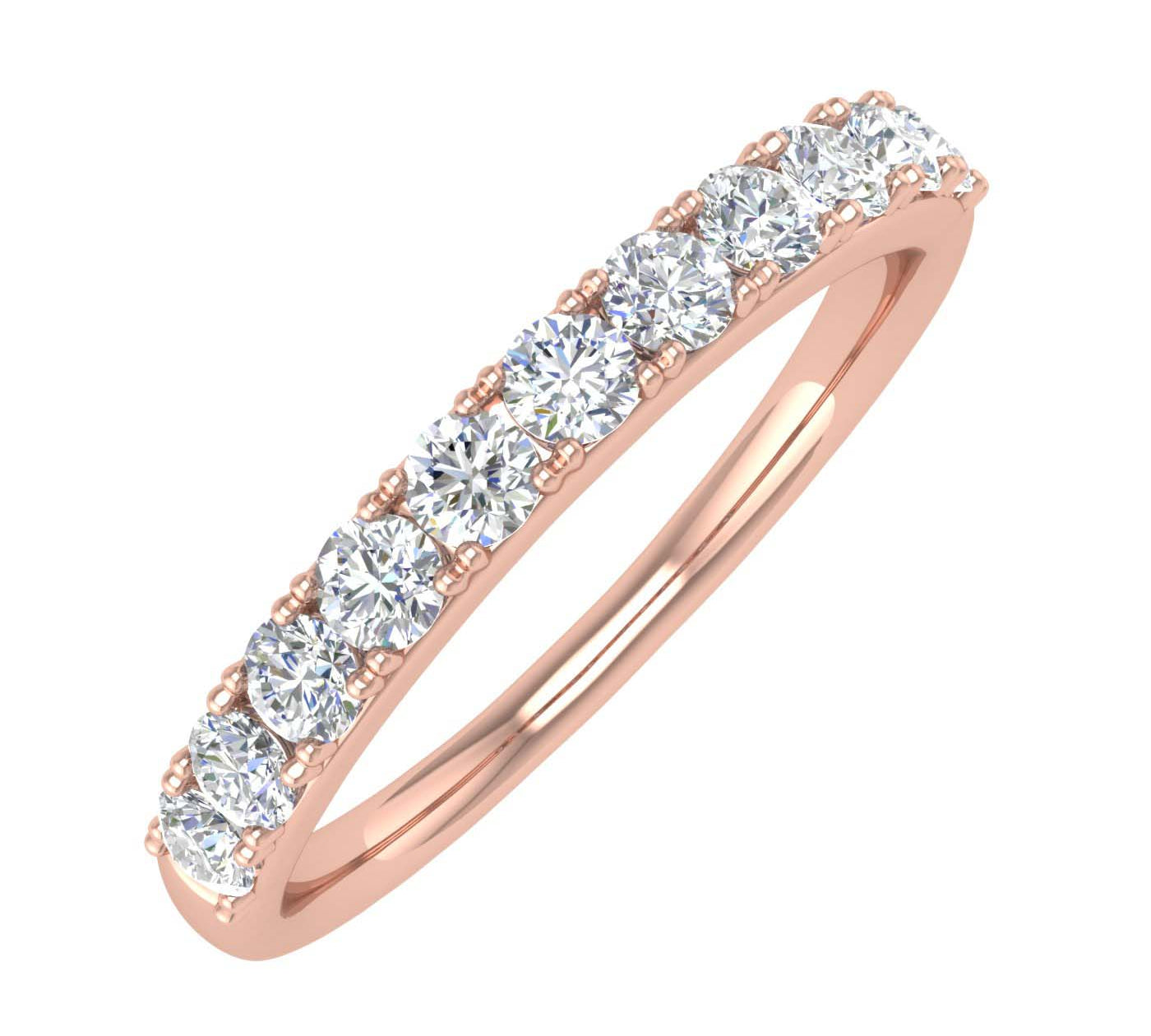 1/2 Carat Natural White Diamond Wedding Band Ring in Gold - IGI Certified