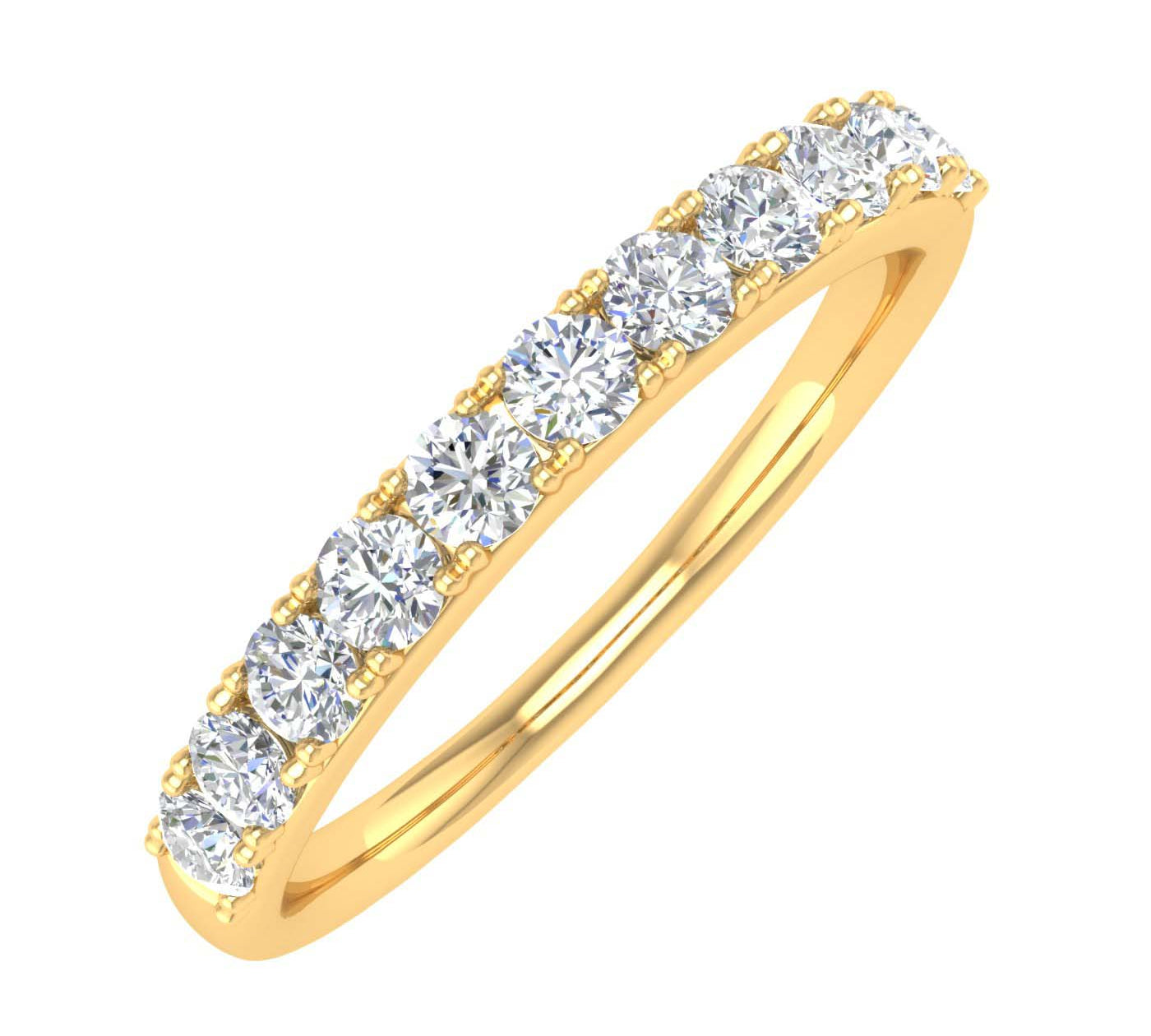 1/2 Carat Natural White Diamond Wedding Band Ring in Gold - IGI Certified