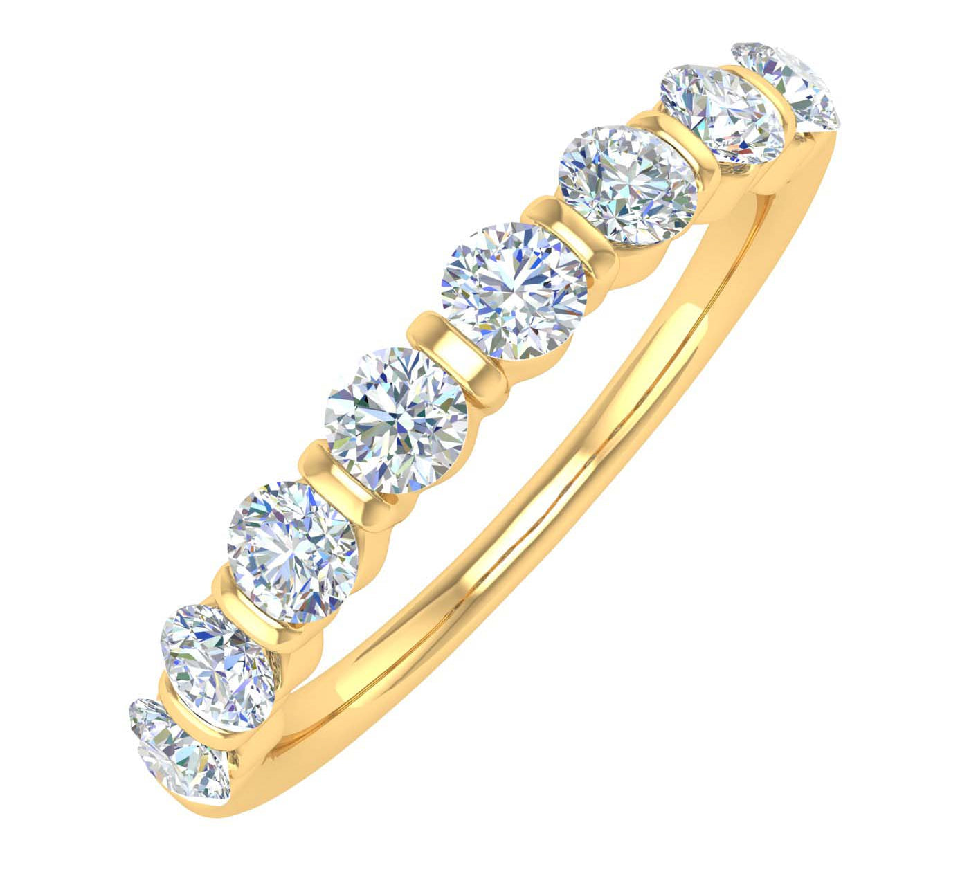 1 Carat Diamond Wedding Band Ring in Gold - IGI Certified