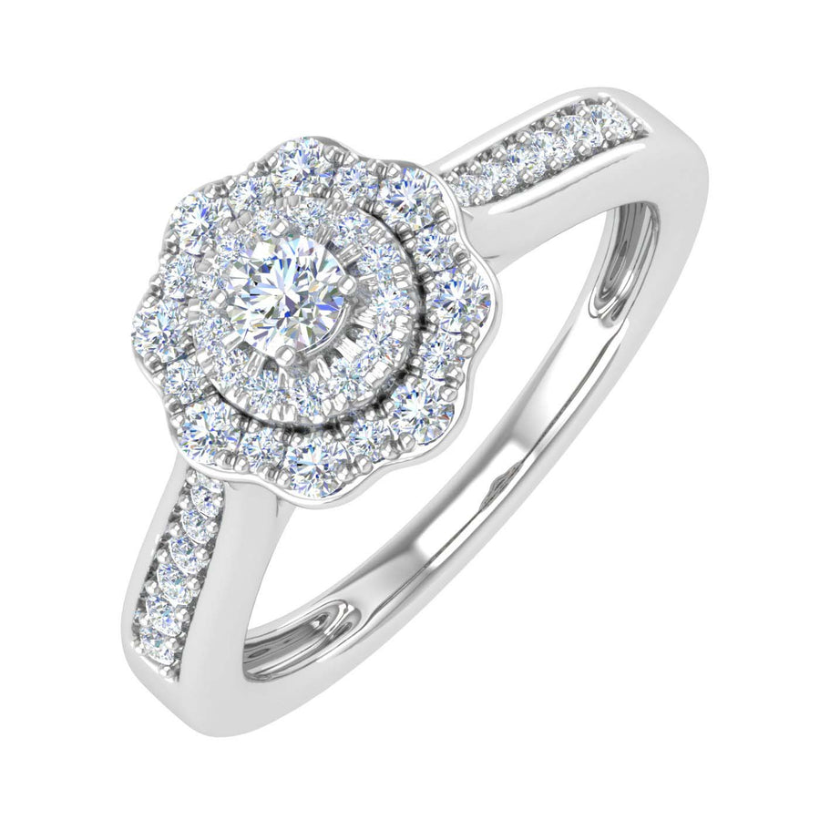 Diamond Halo Ring in Gold (0.40 Carat) - IGI Certified