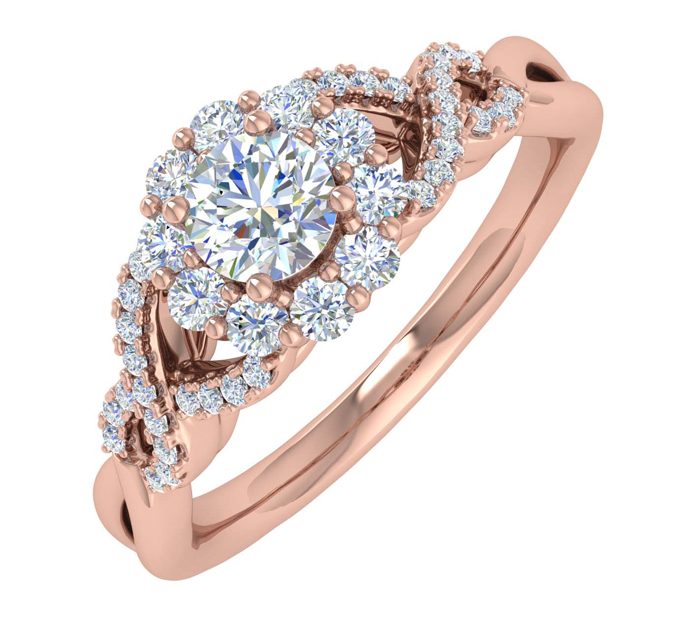 1/2 Carat Prong Set Diamond Twisted Engagement Ring in Gold