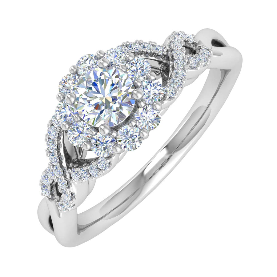 1/2 Carat Prong Set Diamond Twisted Engagement Ring in Gold - IGI Certified