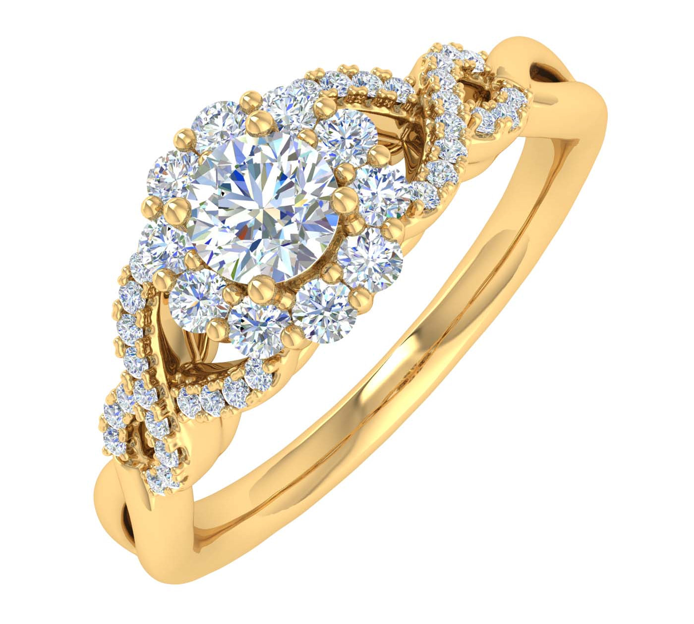 1/2 Carat Prong Set Diamond Twisted Engagement Ring in Gold