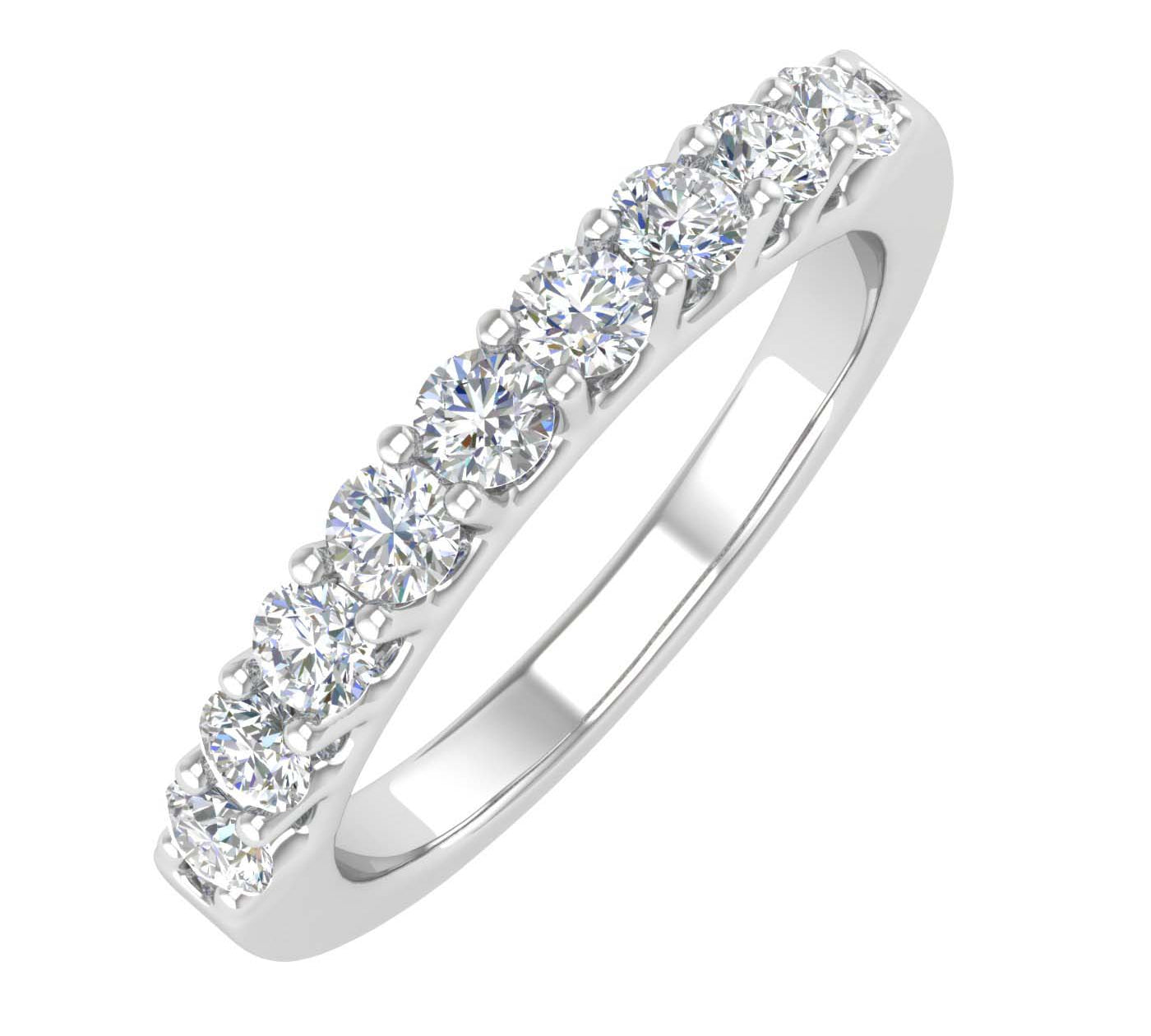 1/2 Carat Natural Diamond Wedding Band Ring in White Gold - IGI Certified-Preview 3