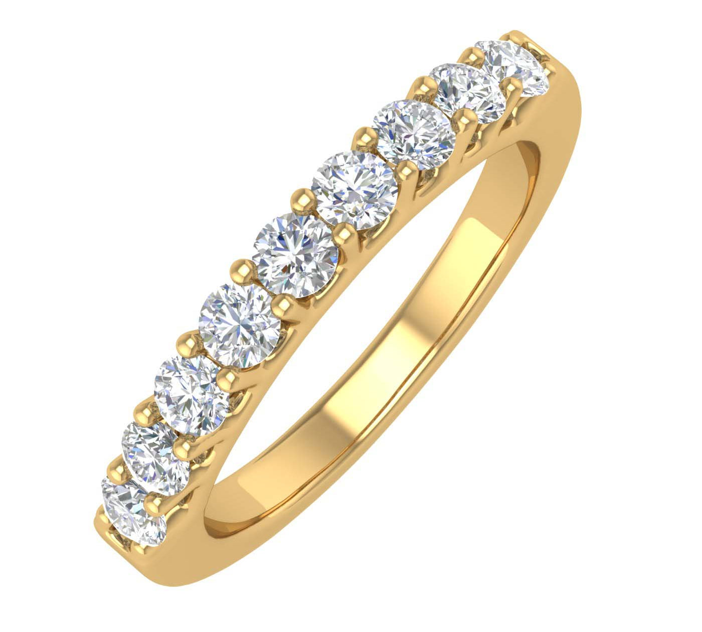 1/2 Carat Natural Diamond Wedding Band Ring in Gold - IGI Certified