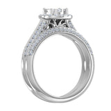 3/4 Carat Cushion cut Halo Diamond Bridal Ring Set in Gold - IGI Certified