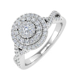 1/2 Carat Round Diamond Double Halo Ring in Gold - IGI Certified