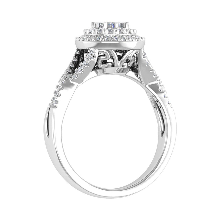 1/2 Carat Round Diamond Double Halo Ring in Gold