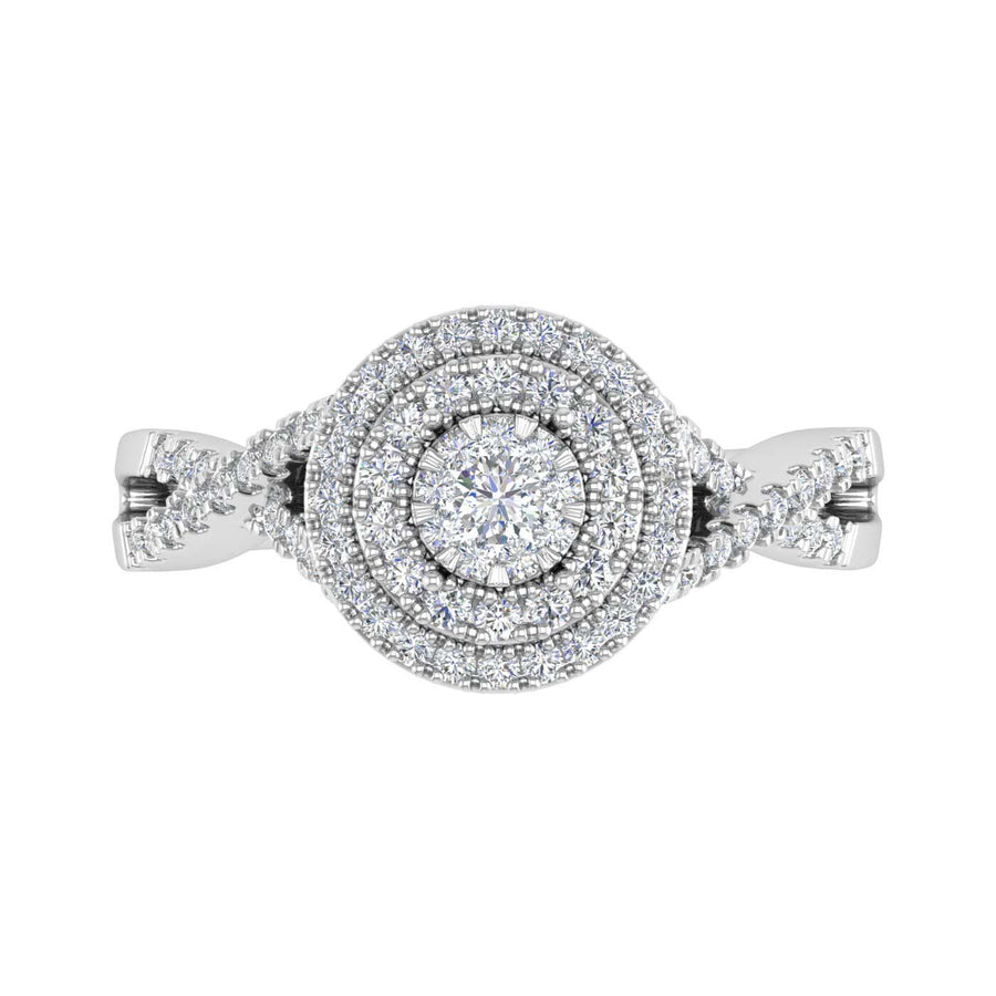 1/2 Carat Round Diamond Double Halo Ring in Gold