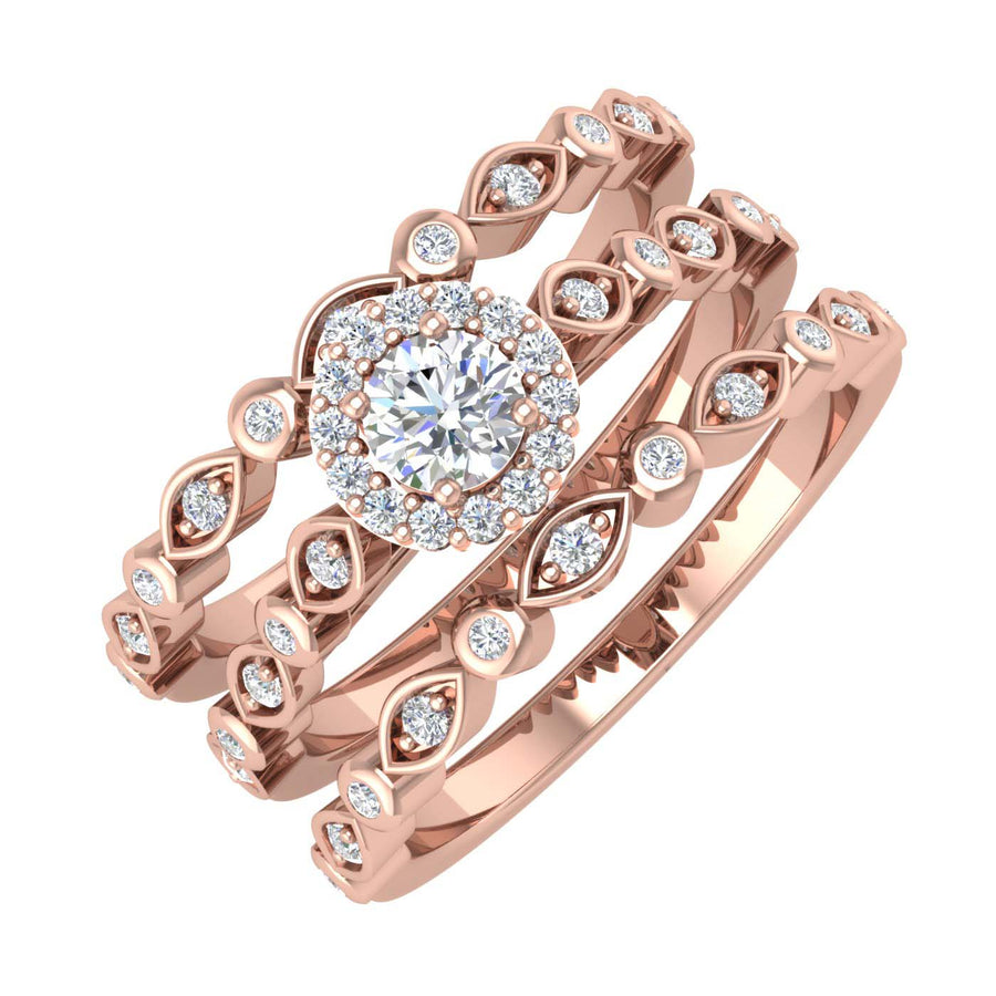 1/2 Carat Round Diamond Bridal Set Ring in Gold