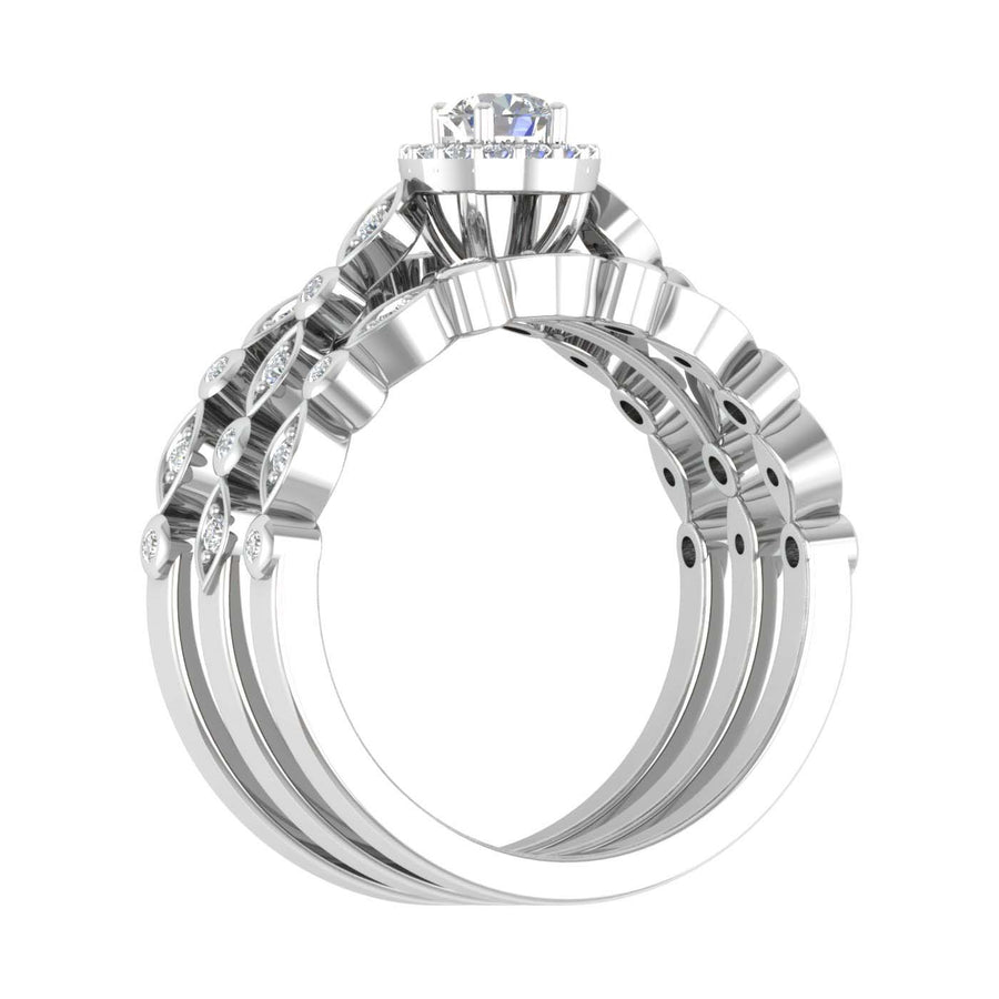 1/2 Carat Round Diamond Bridal Set Ring in Gold - IGI Certified