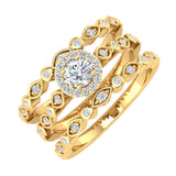 1/2 Carat Round Diamond Bridal Set Ring in Gold - IGI Certified