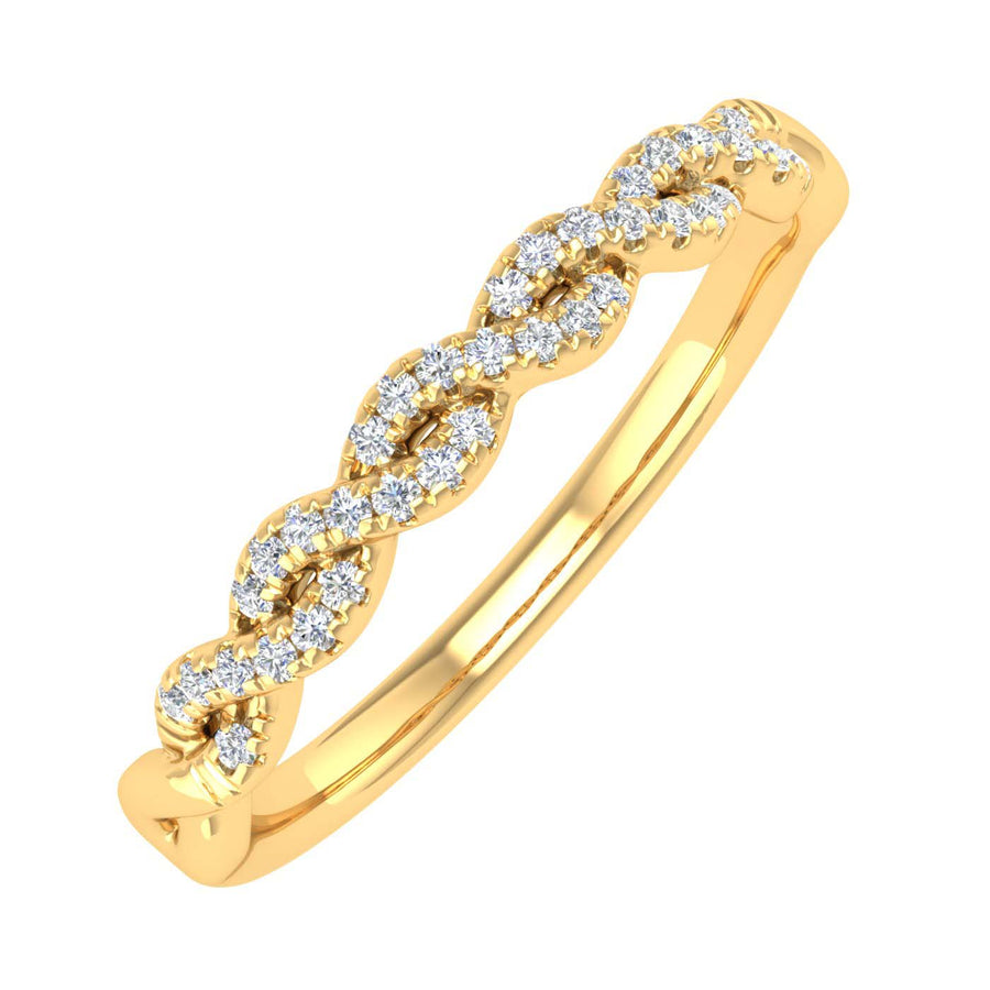1/10 Carat Twisted Diamond Wedding Band Ring in Gold - IGI Certified