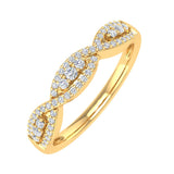 1/5 Carat Prong Set Diamond Twisted Wedding Band Ring in Gold - IGI Certified