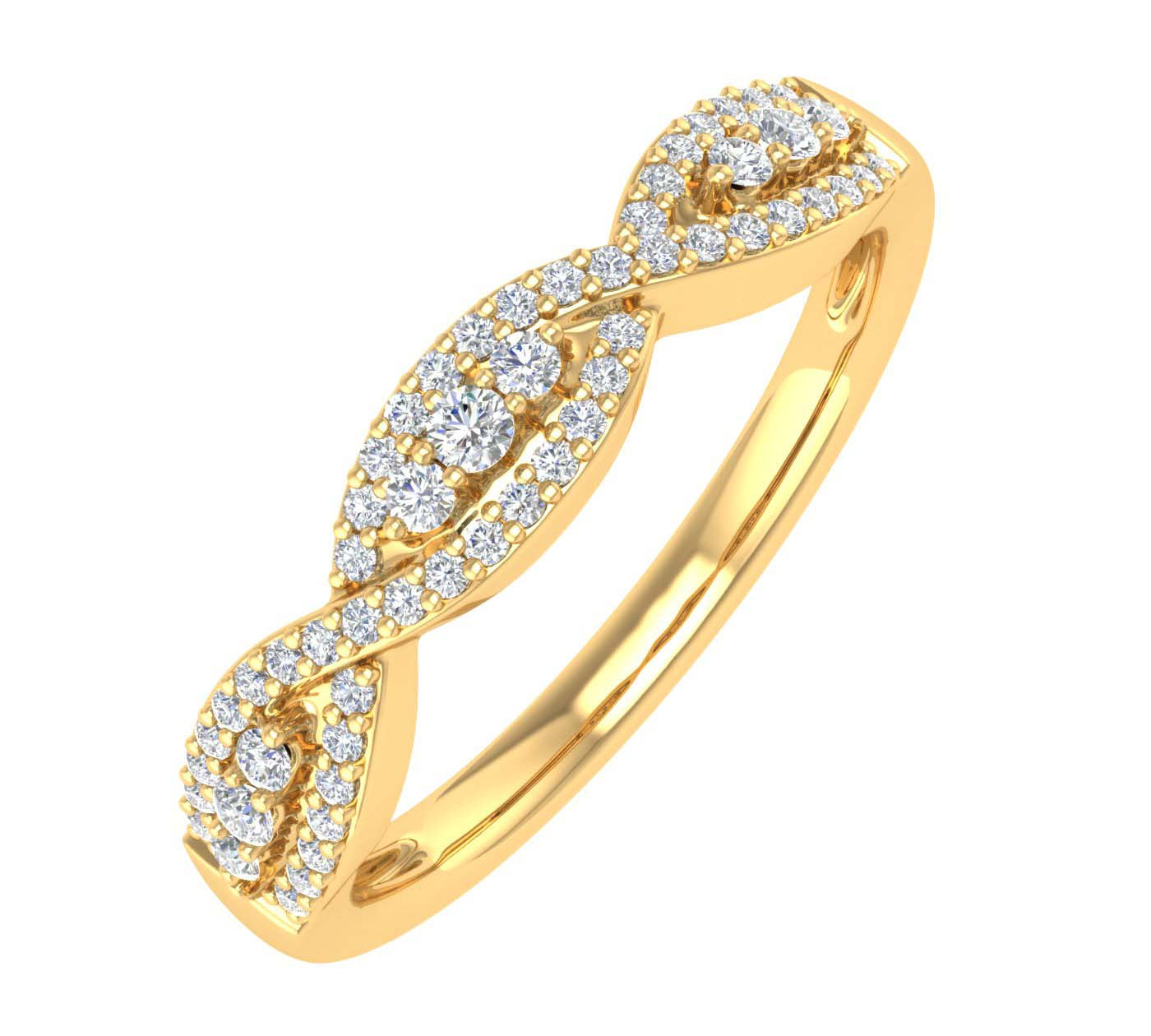 1/5 Carat Prong Set Diamond Twisted Wedding Band Ring in Gold-Thumbnail 1