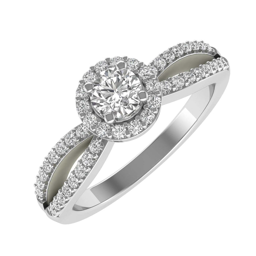 Gold Halo Diamond Infinity Love Solitaire Engagement Ring (0.40 Carat)