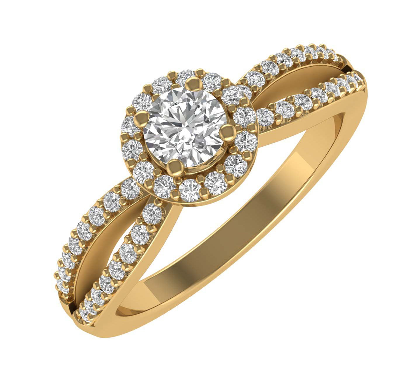 Gold Halo Diamond Infinity Love Solitaire Engagement Ring (0.40 Carat) - IGI Certified