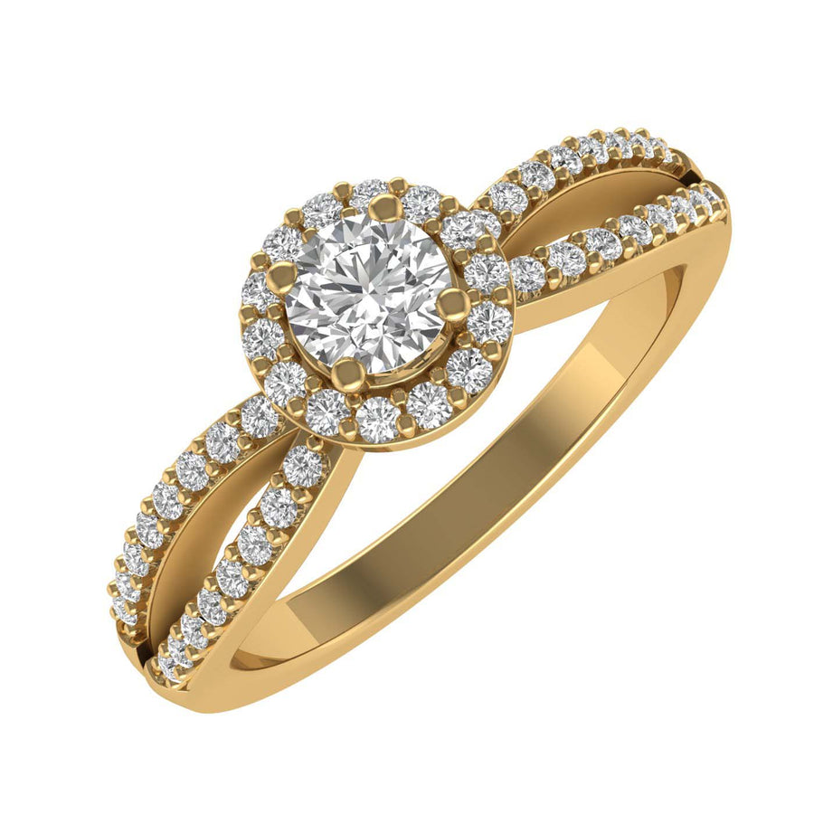 Gold Halo Diamond Infinity Love Solitaire Engagement Ring (0.40 Carat)