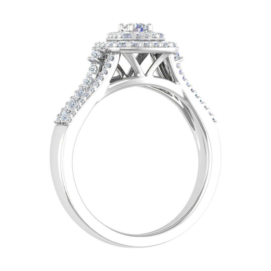 1/2 Carat Cushion Shape Halo Diamond Engagement Ring in Gold