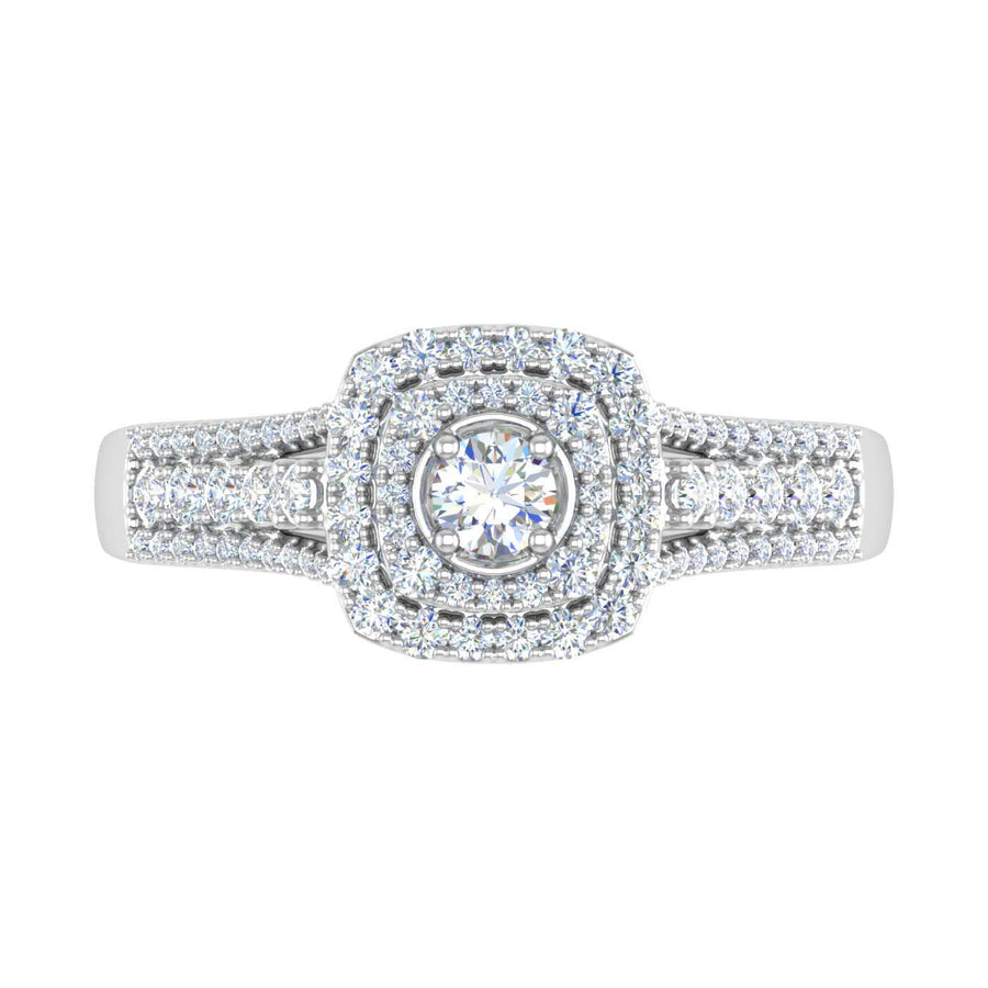 1/2 Carat Cushion Shape Halo Diamond Engagement Ring in Gold