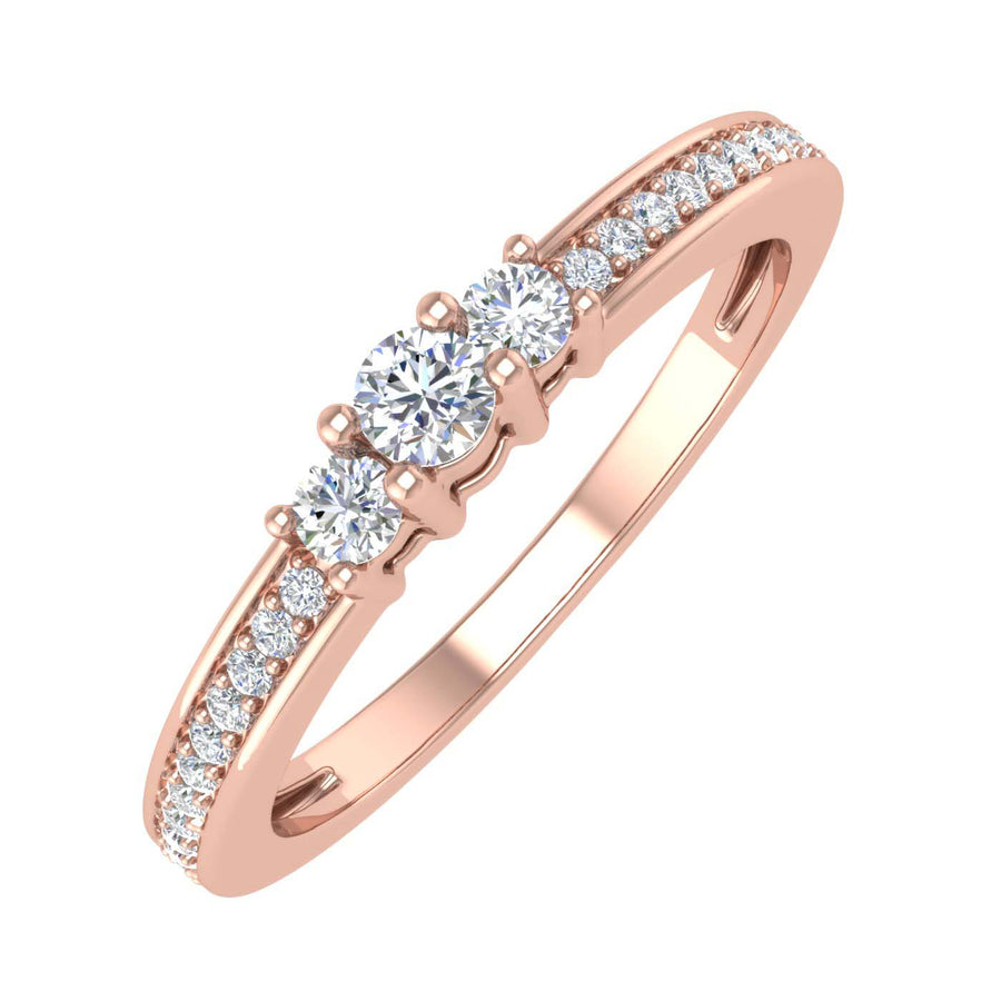 Gold 3-Stone Diamond Engagement Ring (0.22 Carat)